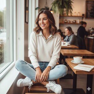 NWT En Saison Azra Half Placket Mixed Media Collared Layered Look Sweater